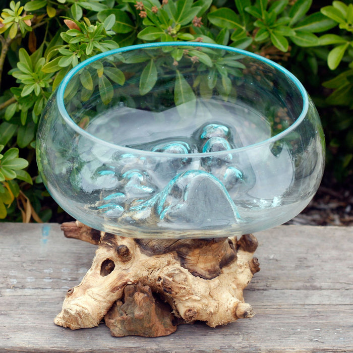 Molten Glass on Wood - Open Large Bowl Ornament