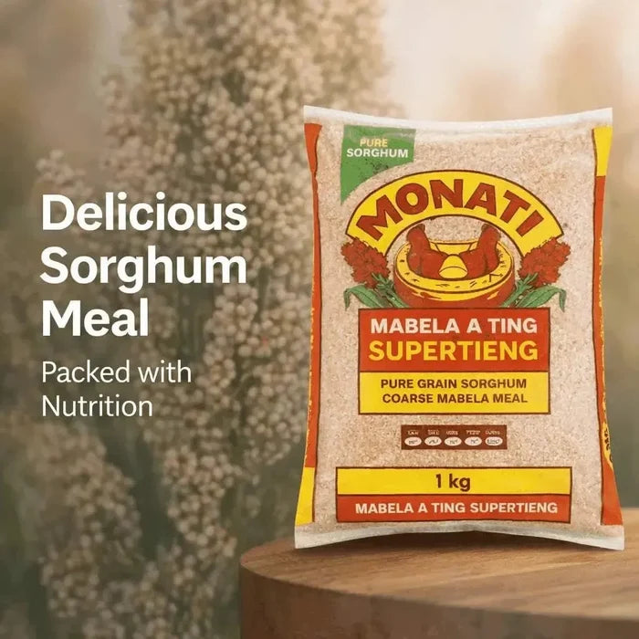Monati Super Mabela 1kg bag of pure coarse ground sorghum grain for porridge and ting