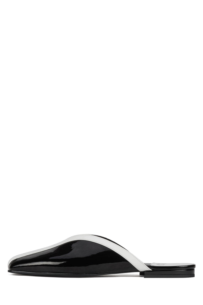 NARROWS Jeffrey Campbell Flat Mule Black White Combo