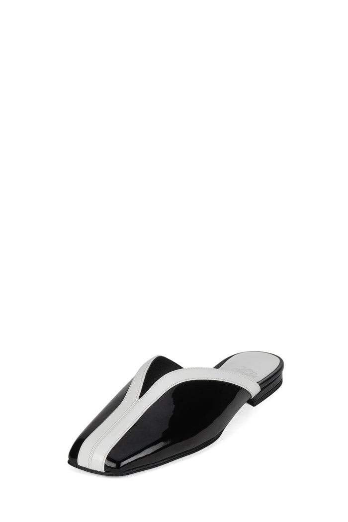 NARROWS Jeffrey Campbell Flat Mule Black White Combo _hover