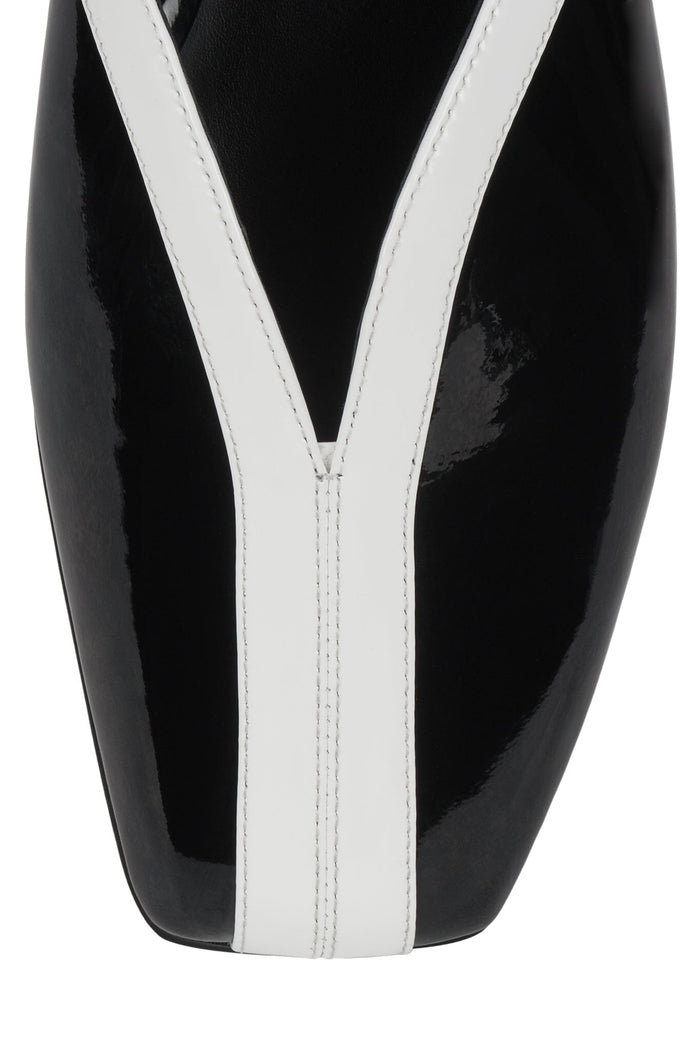NARROWS Jeffrey Campbell Flat Mule Black White Combo