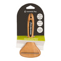 Wooden deshedding tool with 'essential dog' packaging on a white background.
