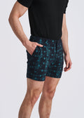 Navy/Bluebird Abstract 6" Inseam Jacquard Stretch Knit Chino Shorts Pm-2555
