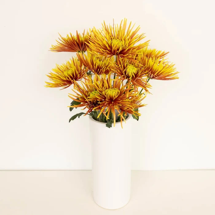 Neon Yellow Spider Mum Flowers Vase - Image