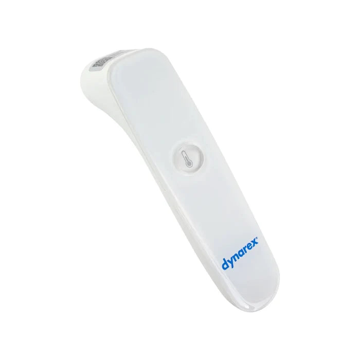 White handheld device with 'dynarex' branding on a white background