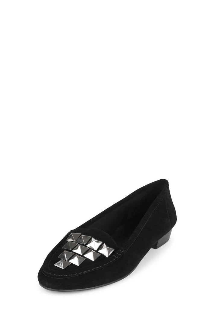 OLD-STUD Jeffrey Campbell Loafer Black Suede Silver