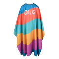 Oli G Multi-Color Salon Cape — full cape view in multi-color print