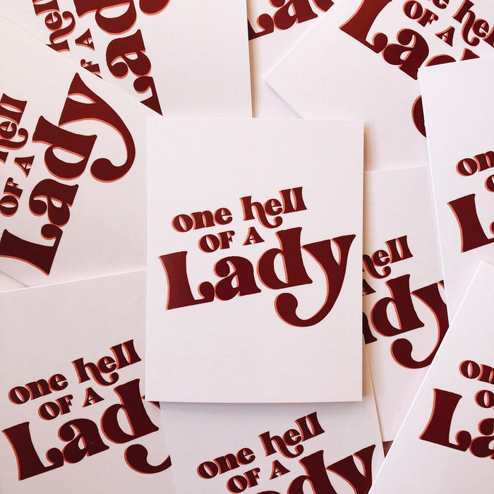 one hell of a lady notecard