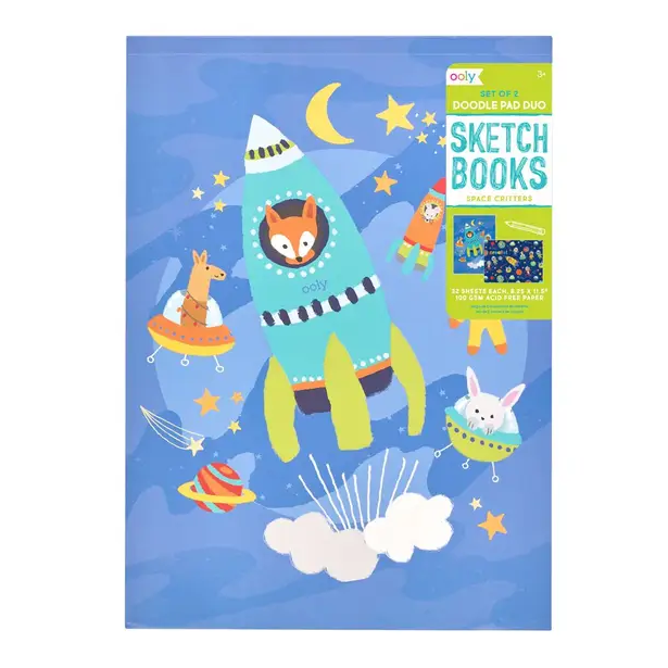 Ooly Doodle Pad Duo Sketchbooks, Set of 2 - Space Critters