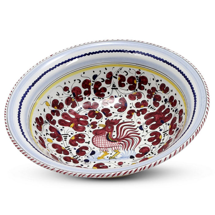ORVIETO RED ROOSTER: Large Pasta/Salad Serving Bowl