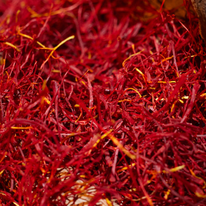 Close-up of red saffron threads