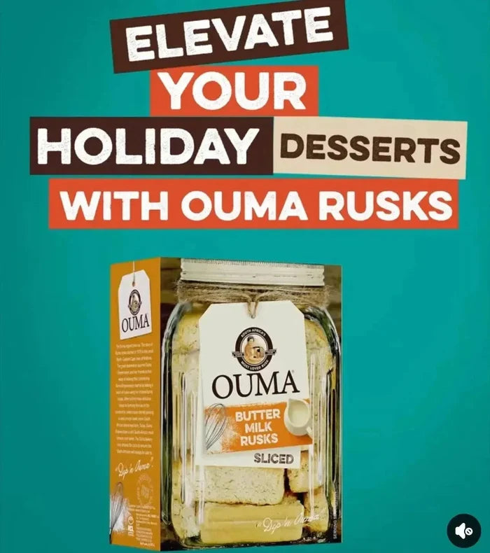 Ouma Rusks Buttermilk sliced 450g package representing South African traditional baked treat