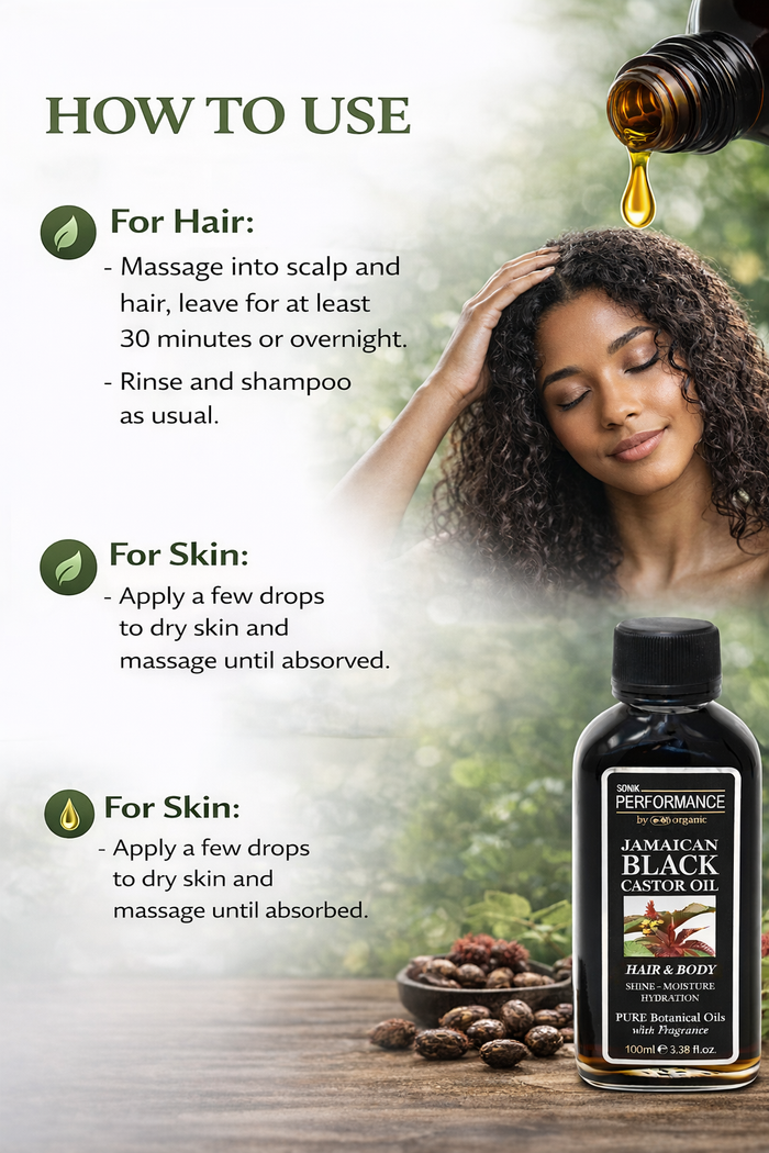 P+50 Sonik Performance Jamaican Black Castor Oil 125ml | Thick Hair Growth Oil for Edges, Scalp & Hair | Deep Nourishing Oil UK
