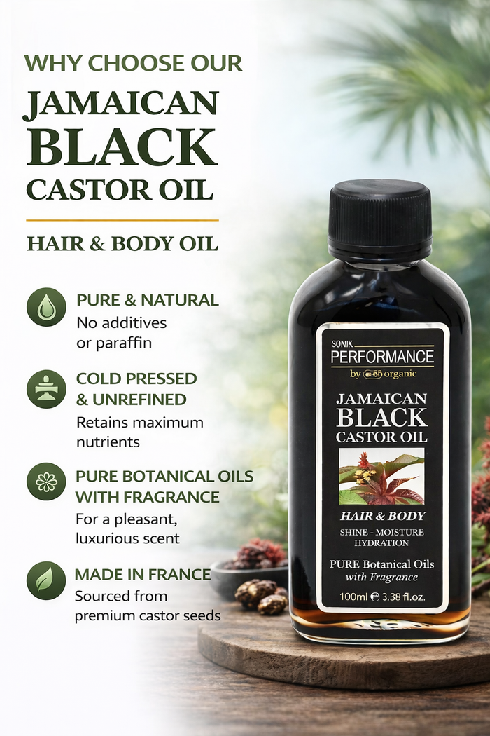 P+50 Sonik Performance Jamaican Black Castor Oil 125ml | Thick Hair Growth Oil for Edges, Scalp & Hair | Deep Nourishing Oil UK