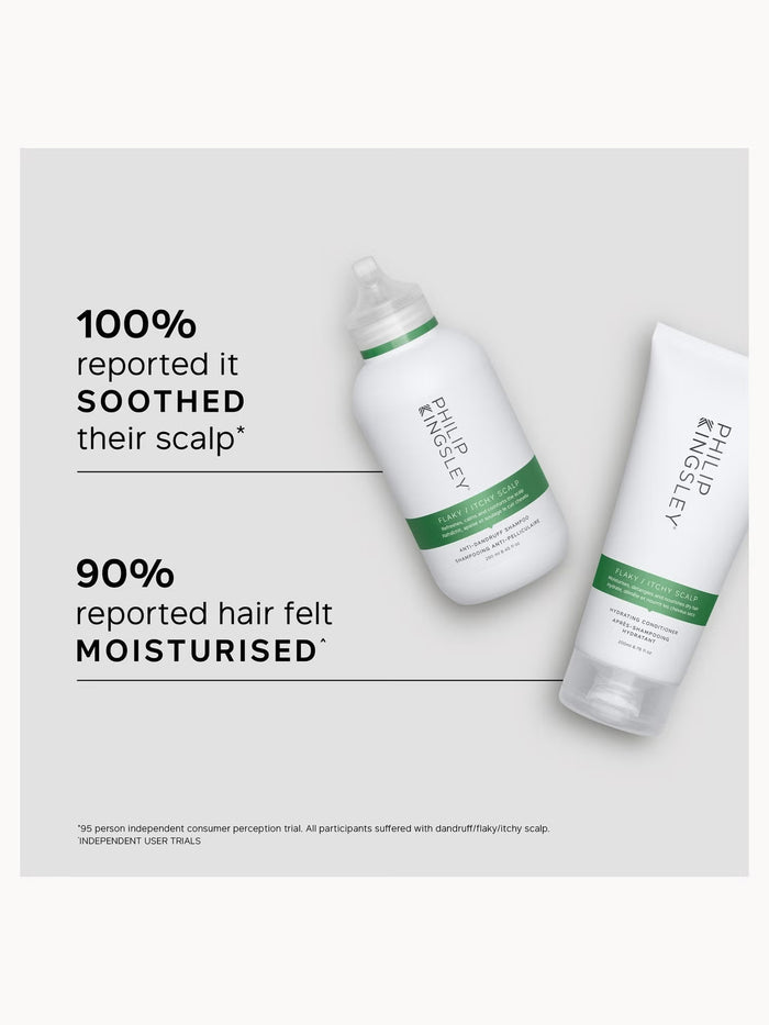 Philip Kingsley flaky and itchy scalp shampoo and conditioner duo bottles, 250ml shampoo and 200ml conditioner, for scalp relief