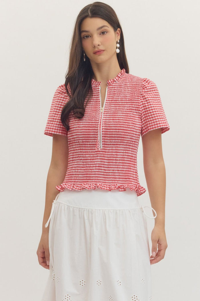 Picnic Pretty Gingham Smocked Top