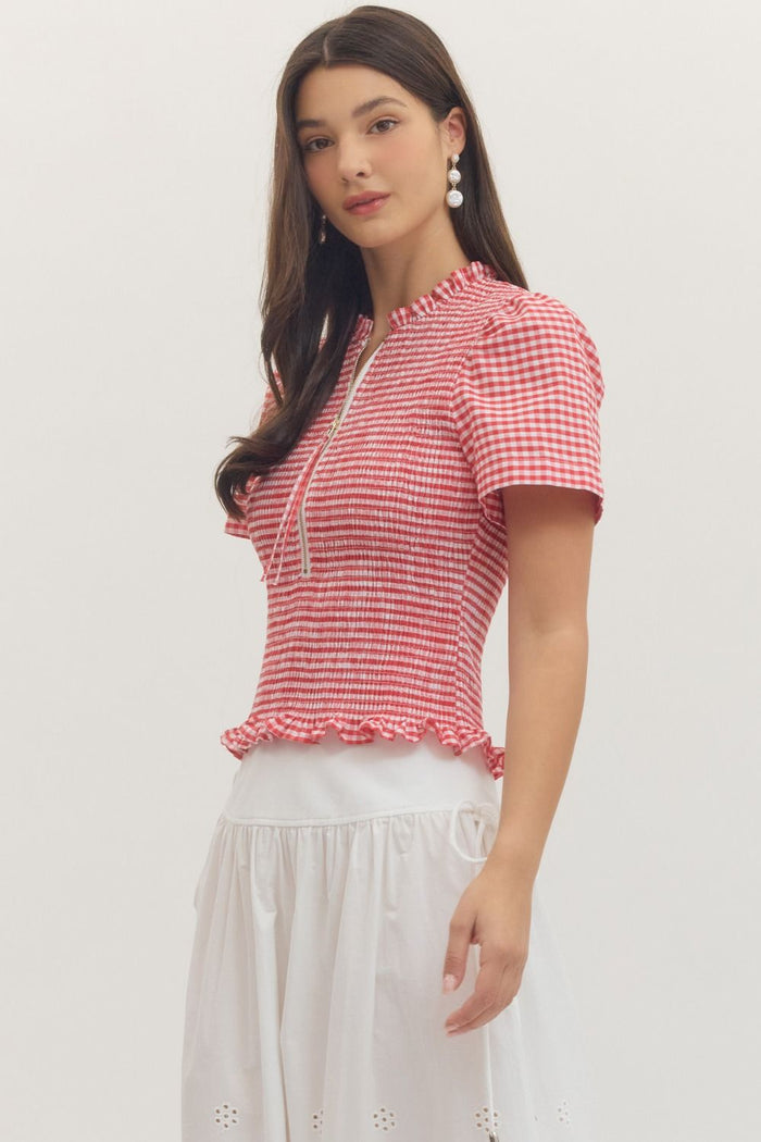 Picnic Pretty Gingham Smocked Top
