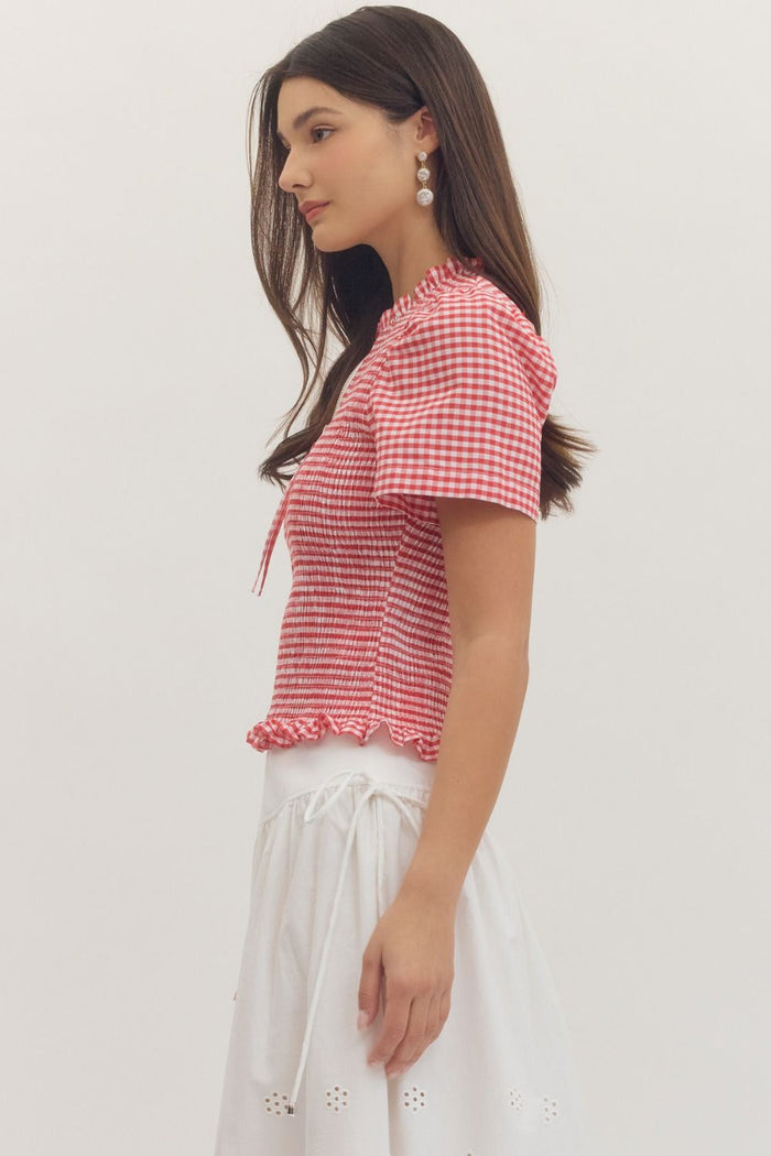 Picnic Pretty Gingham Smocked Top
