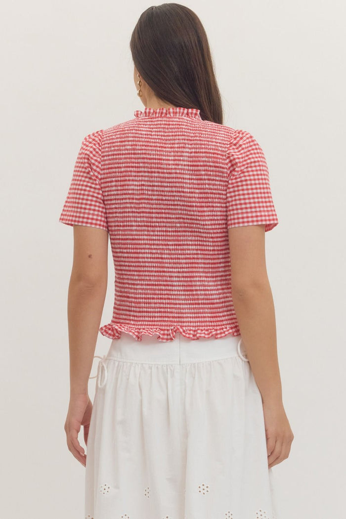 Picnic Pretty Gingham Smocked Top