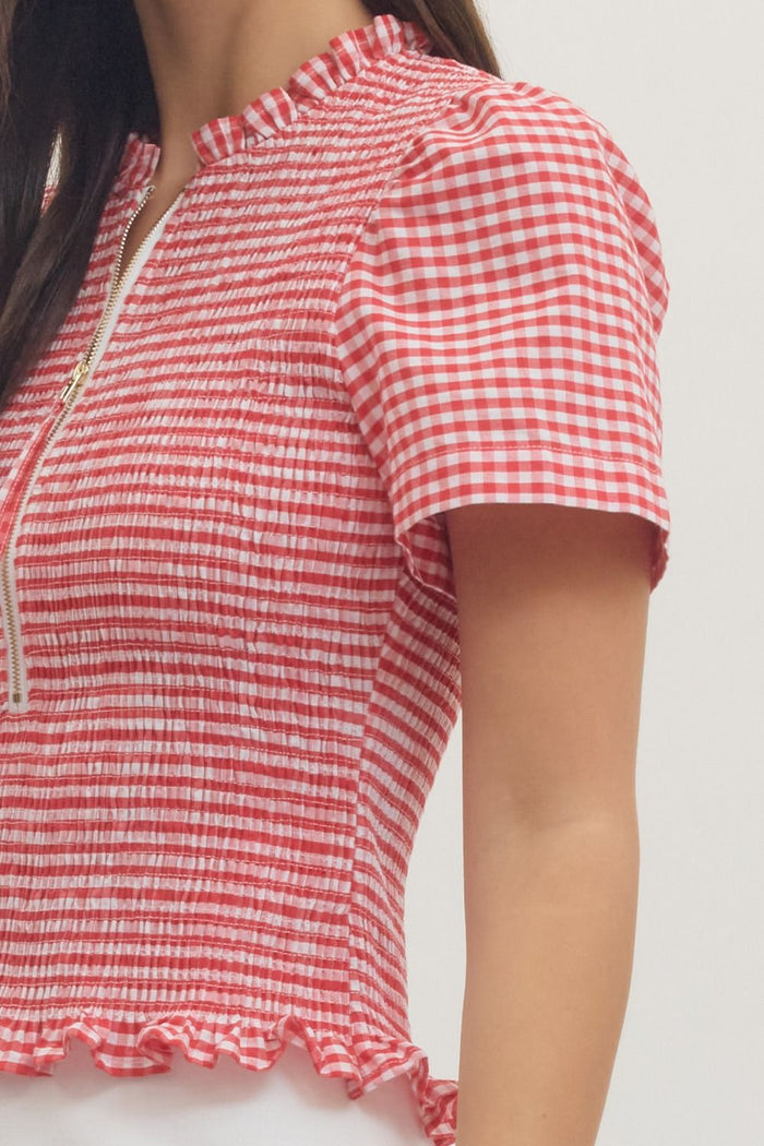 Picnic Pretty Gingham Smocked Top