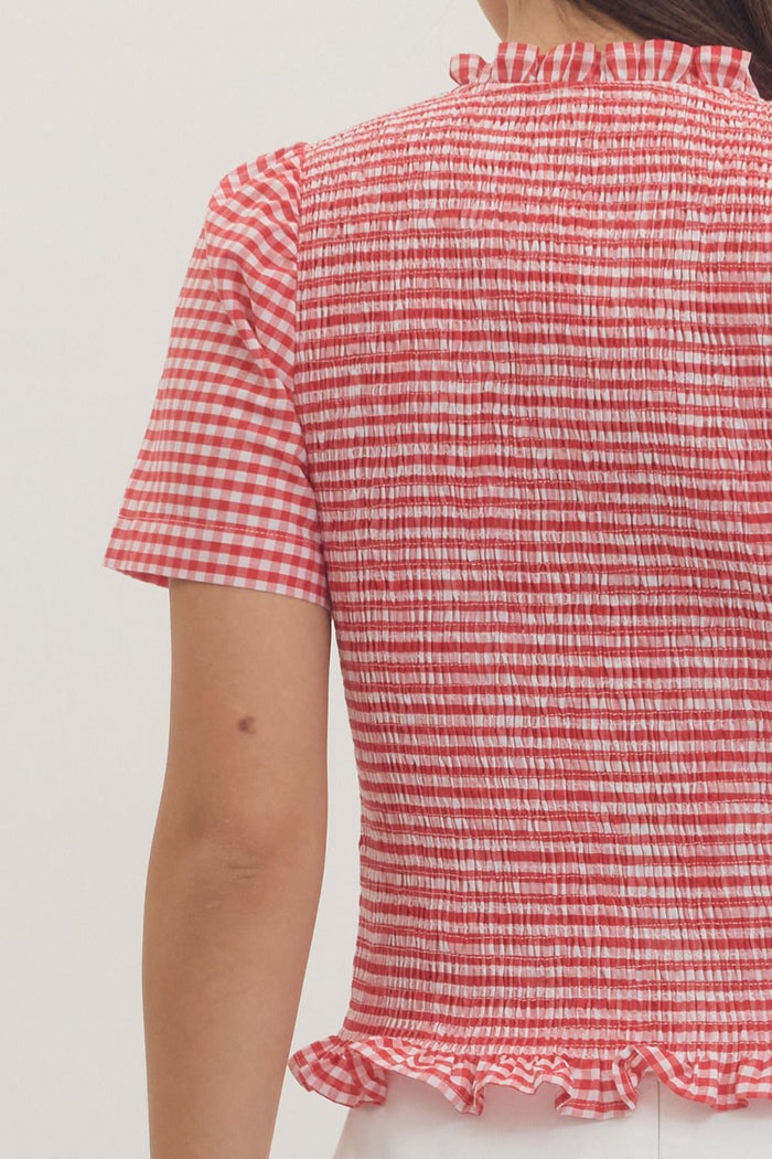 Picnic Pretty Gingham Smocked Top