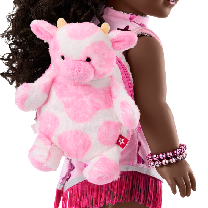 Pink Spotted Cow Backpack & Accessory Set for 18-inch Dolls