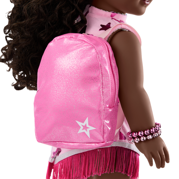 Pink Spotted Cow Backpack & Accessory Set for 18-inch Dolls