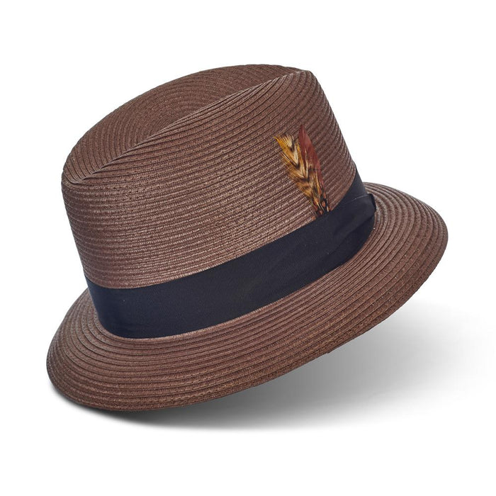 Pinzano Brown Homburg Milan Straw Hat