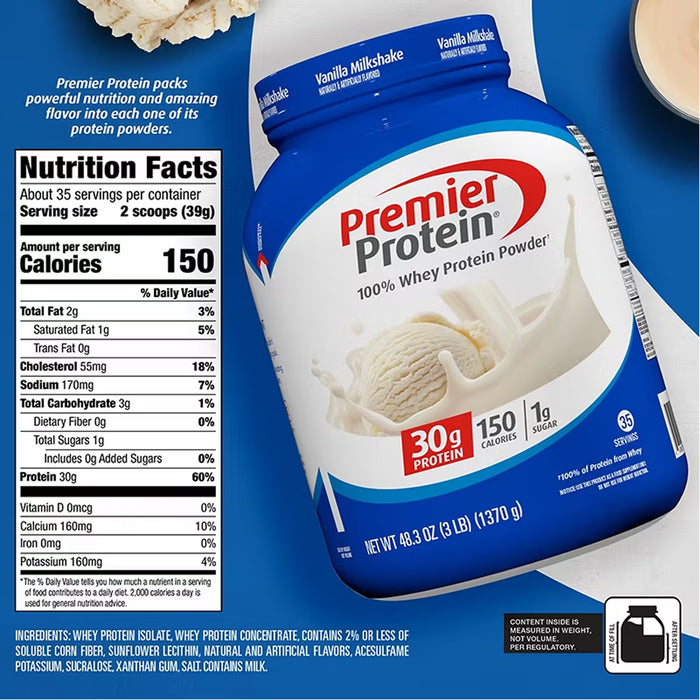 Premier Protein Powder Vanilla 30g 35 Servings - 3lb