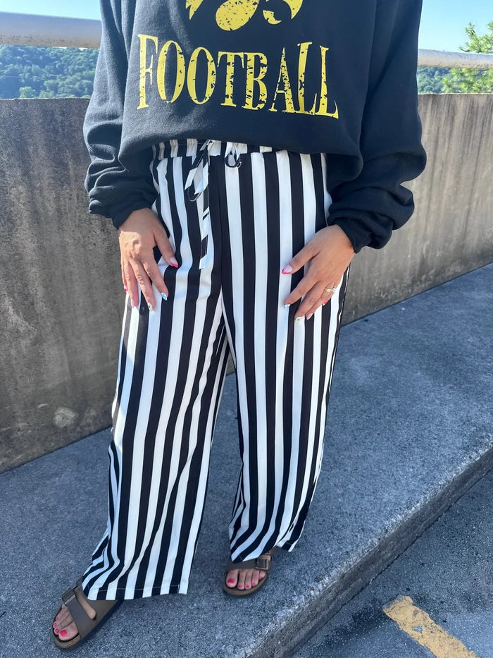 PREORDER: Black and White Striped Wide Leg Pants // ships in 1-2 weeks