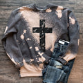PREORDER: Distressed Cross Bleached Sweatshirt //free ship today // CLOSES 8/28/26