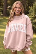 PREORDER: // Saved by Grace Embroidered Mock Neck Sweatshirt in Pink // ETA Sept-Oct