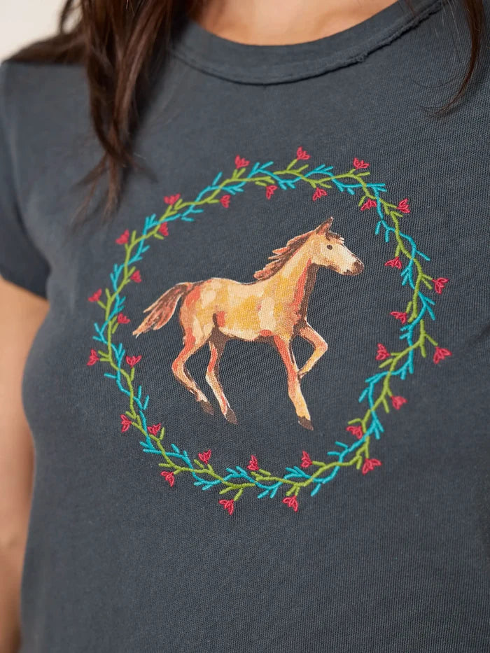 Printed Embroidered Cotton Baby Tee - Horse-view 2