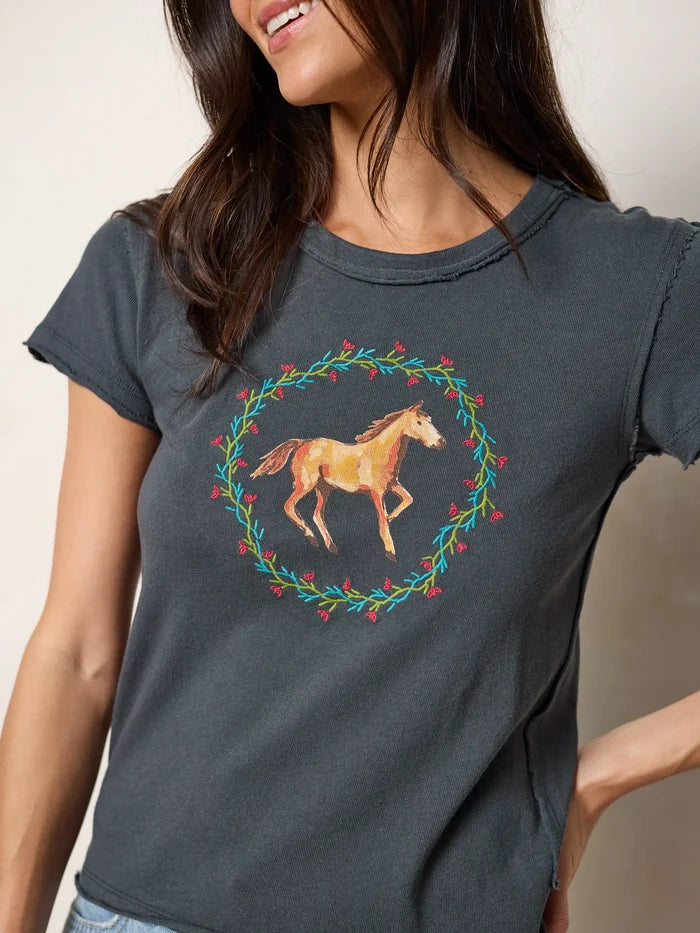 Printed Embroidered Cotton Baby Tee - Horse-view 6