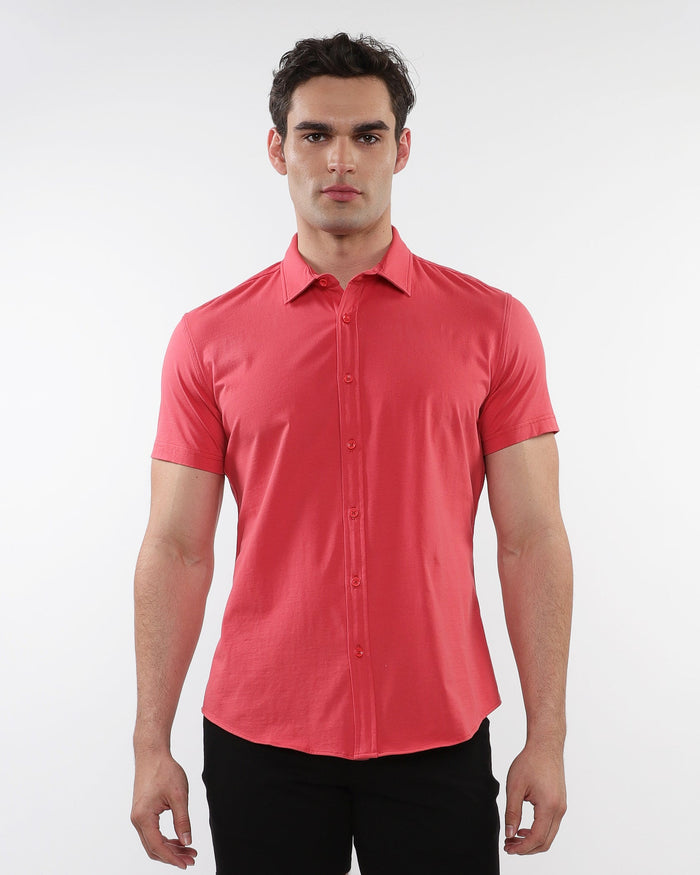 Punch Solid Stretch Jersey Knit Short Sleeve Shirt St-963