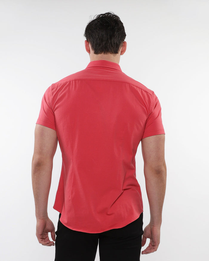 Punch Solid Stretch Jersey Knit Short Sleeve Shirt St-963