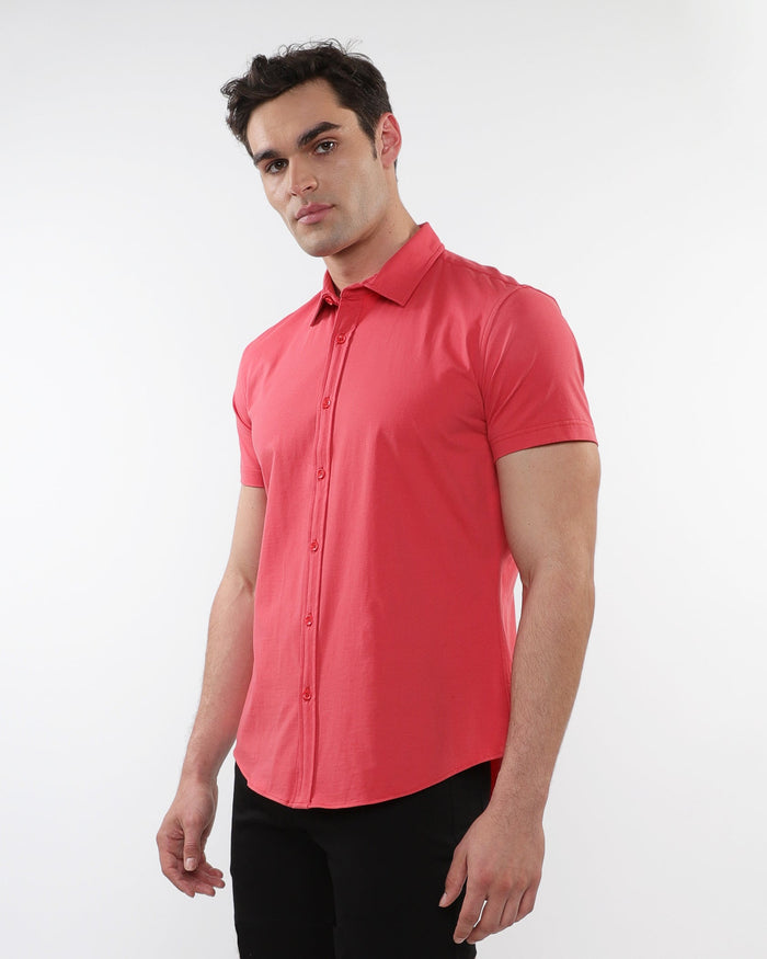 Punch Solid Stretch Jersey Knit Short Sleeve Shirt St-963