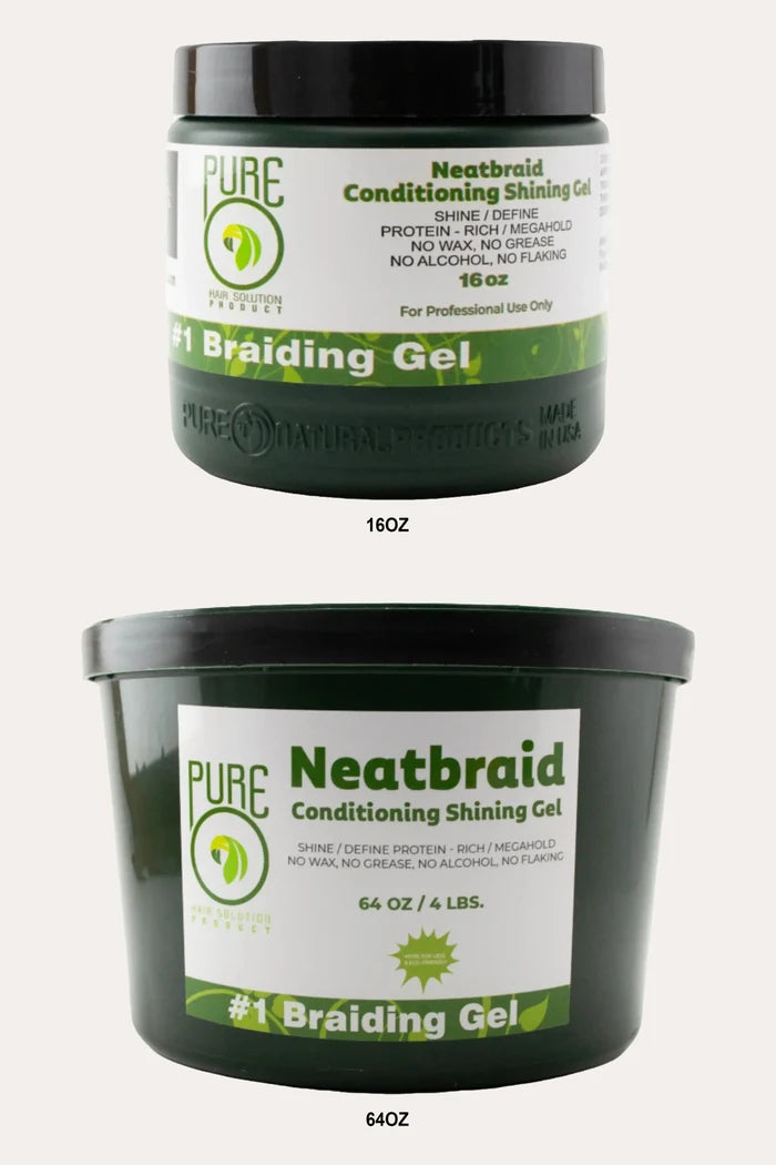 PURE O NEAT NEATBRAID CONDITIONING SHINING GEL - MEGA HOLD BRAIDING GEL PURE O NEAT
