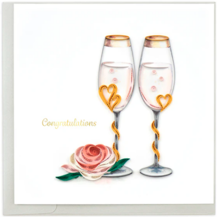 QUILLING CARD - Wedding Toast Flutes