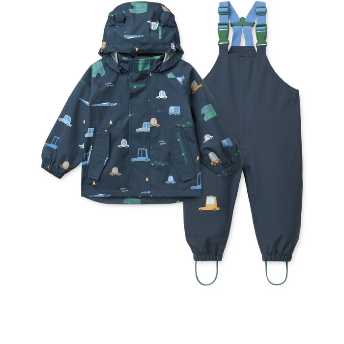 Liewood - Rainwear Set - Manu - Cars/Classic Navy