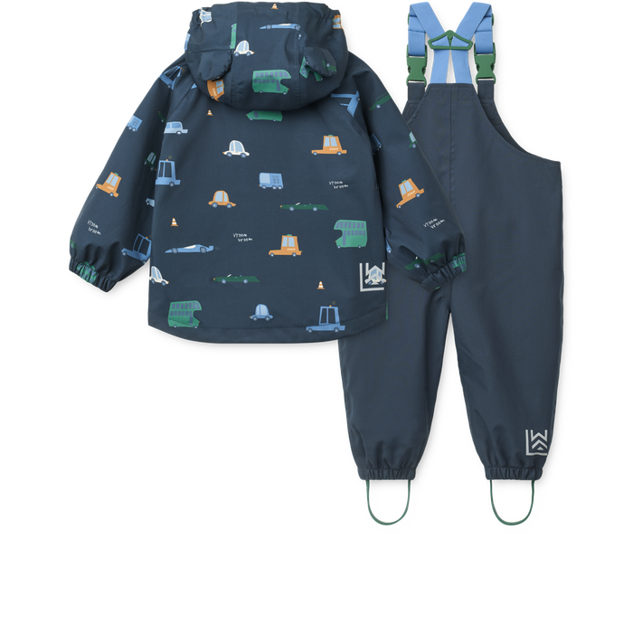 Liewood - Rainwear Set - Manu - Cars/Classic Navy - Back