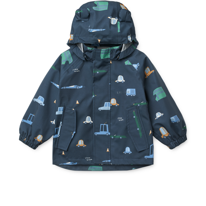 Liewood - Rainwear Set - Manu - Cars/Classic Navy - Jacket/Front