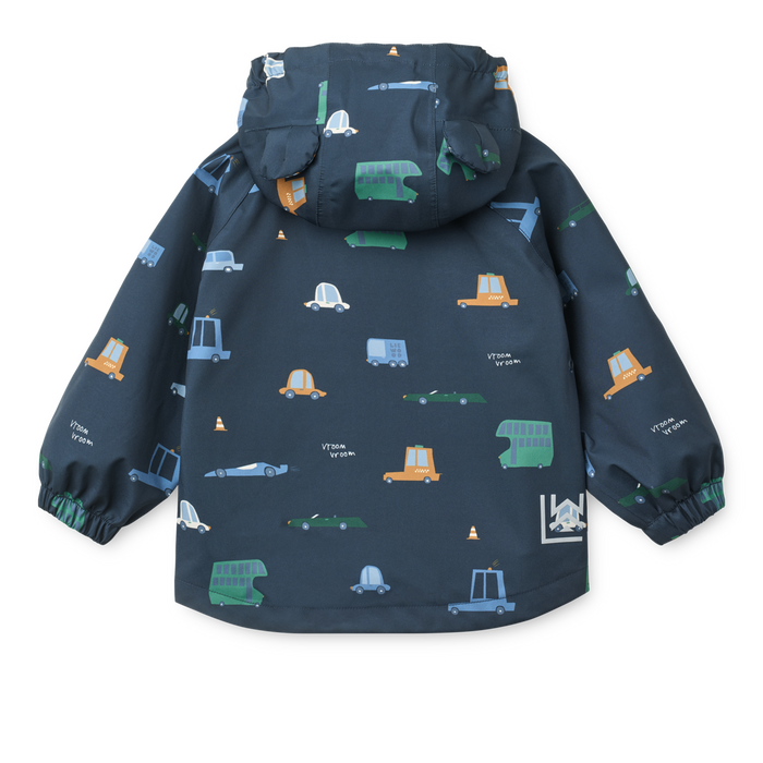 Liewood - Rainwear Set - Manu - Cars/Classic Navy - Jacket/Back