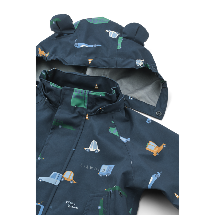 Liewood - Rainwear Set - Manu - Cars/Classic Navy - Jacket/Details