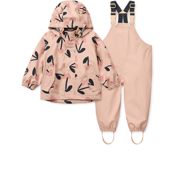 Liewood - Rainwear Set - Manu - Mega Cherry Heart/Rosey Mix