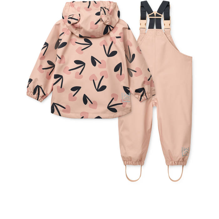 Liewood - Rainwear Set - Manu - Mega Cherry Heart/Rosey Mix - Back