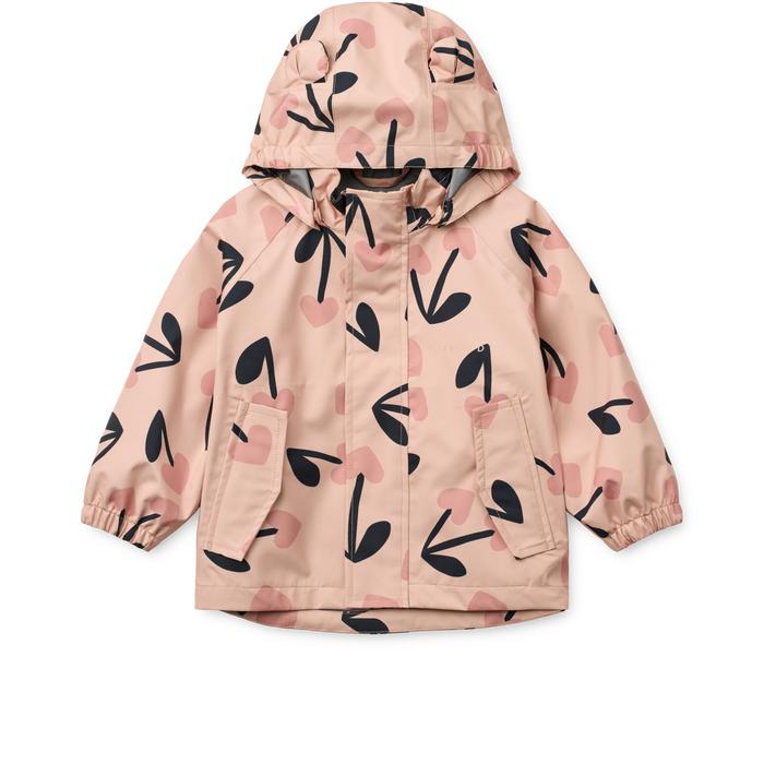 Liewood - Rainwear Set - Manu - Mega Cherry Heart/Rosey Mix - Jacket/Front