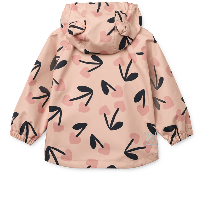 Liewood - Rainwear Set - Manu - Mega Cherry Heart/Rosey Mix - Jacket/Back