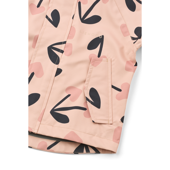Liewood - Rainwear Set - Manu - Mega Cherry Heart/Rosey Mix - Jacket/Pocket