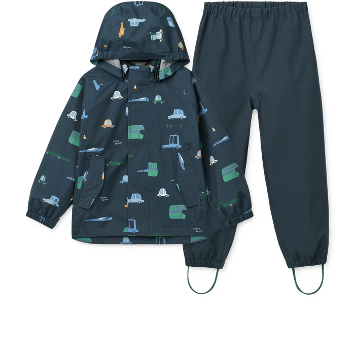 Liewood - Rainwear Set - Pedia - Cars/Classic Navy